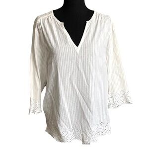 Cathy Daniels women’s 100% Cotton White Blouse Size Medium